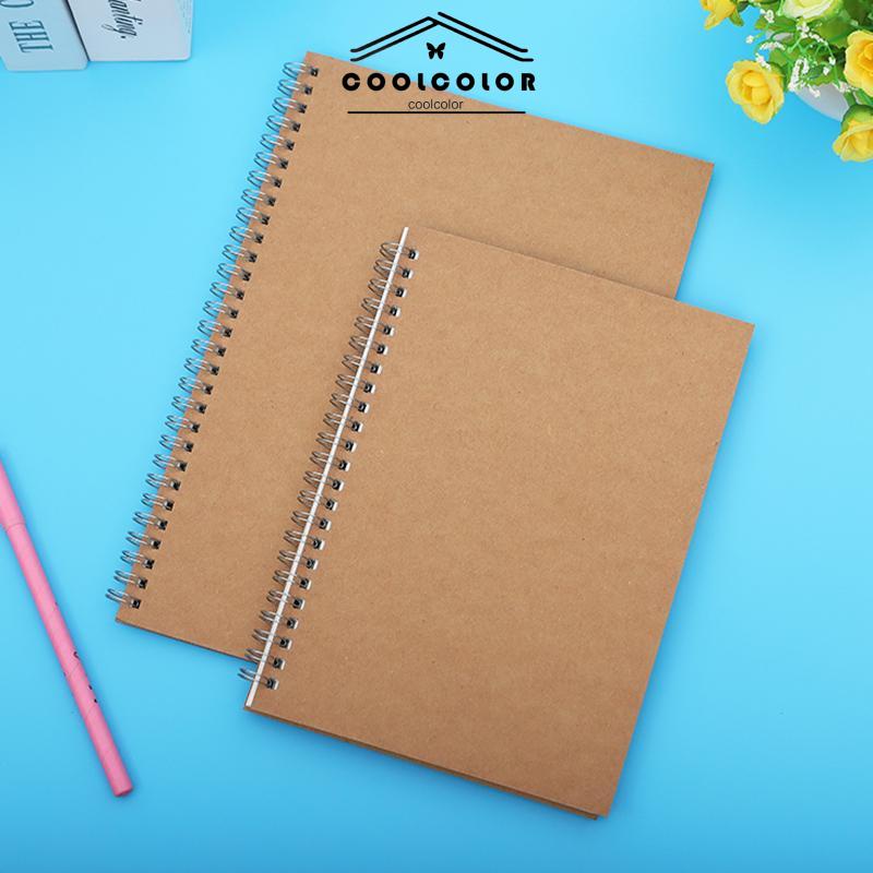 CODA5 Kraft Paper Coil Book Simple Student Notebook Meeting Notepad Buku Akuntansi Portabel- cl