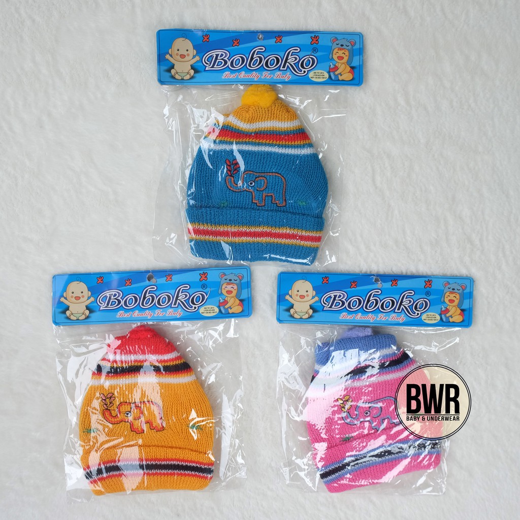 Topi Anak Bayi Newborn BOBOKO Kecil Motif Random | Topi rajut kecil bayi - IX