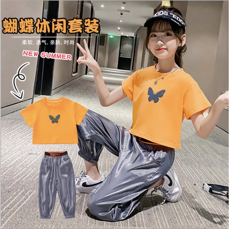 babyfit SINO BUTTERFLY baju setelan anak perempuan celana panjang hologram