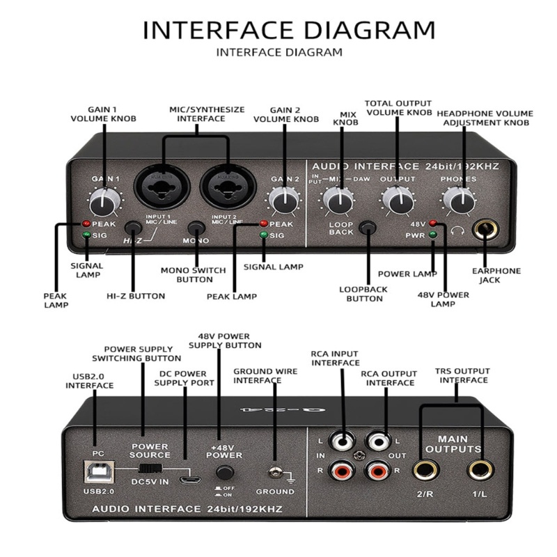 Soundcard Eksternal Usb 2.0 Monitor 2 &quot;4-Out Untuk Siaran Langsung