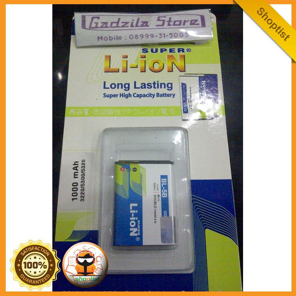 Baterai Nokia Bl5B Double Power Super Lion Li-Ion 1000 Mah Battery Batre Batrei Bl-5B Bl 5B Kuat