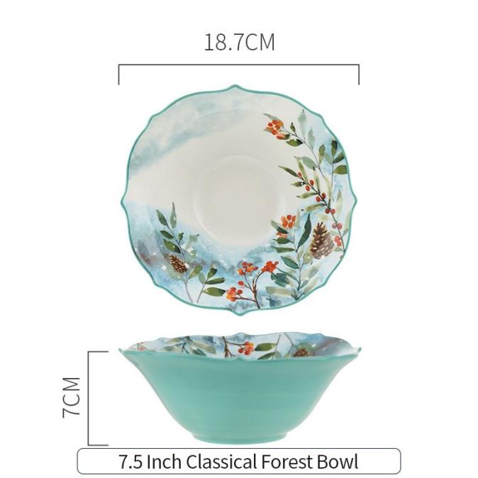 Piring Cantik, Piring Keramik, Piring Set, Piring Lucu, Forrest Series - 7.5" Bowl