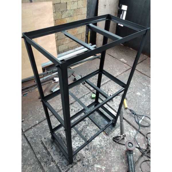 rak aquarium 3 susun P. 83 x L.42 besi siku bongkar pasang