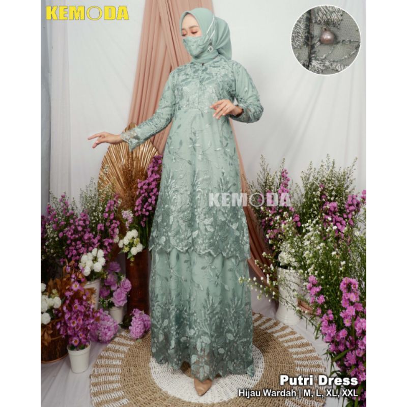 Gamis Brukat  Tulle Zahra_Gamis Pesta Moderen