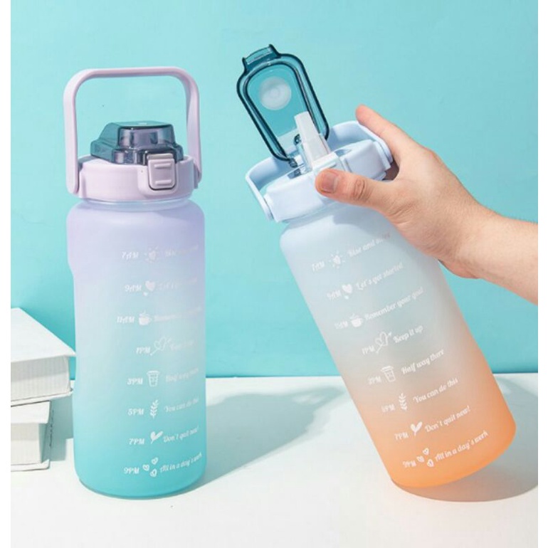 Botol Minum Viral Motivasi 2 Liter Dengan Penanda Waktu BPA Free Anti Tumpah Botol Minum Motivasi 2000ML / Botol Minum Produk Terbaru / Botol Minum Viral / Botol Minum Kekinian / Botol Minum Jumbo Transparan Full Colour Olahraga Travel Sport Water