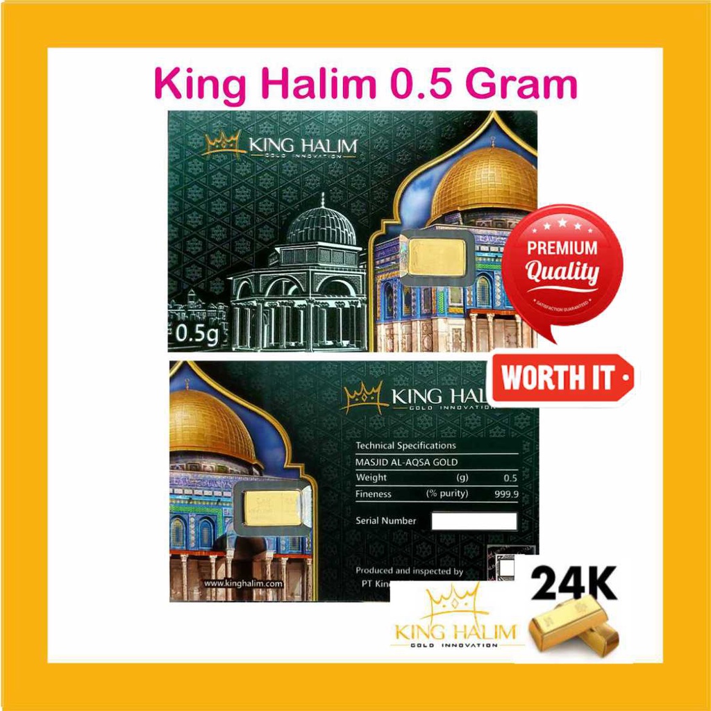 LM Emas Logam Mulia King Halim 0,5 0.5 gram Certieye edisi Masjid Al Aqsa Islam Moslem Haji Muslim I
