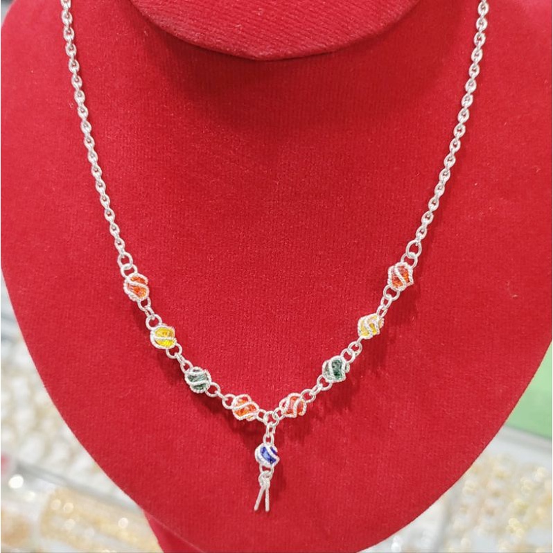 Kalung Anak Kristal Warna Perak Asli Murni - Kalung Perak 999