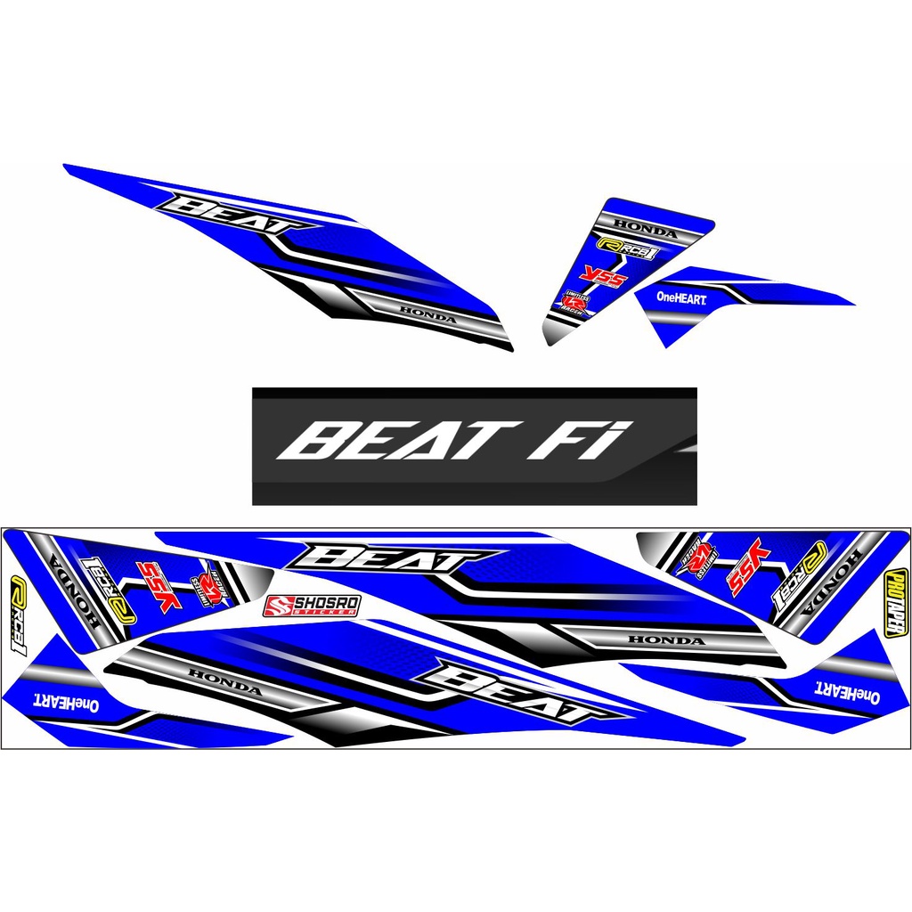 VARIASI LIS/ STRIPING/STICKER VARIASI MOTOR HONDA BEAT FI MOTIF ROAD RACE BIRU POLET STIKER MOTIF