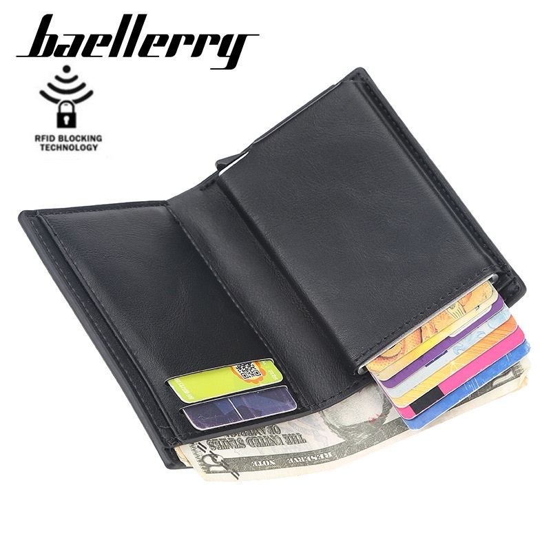 Dompet Kulit Pria Dompet Kartu &amp; Uang Rfid Ada Boxnya Baellerry K9112