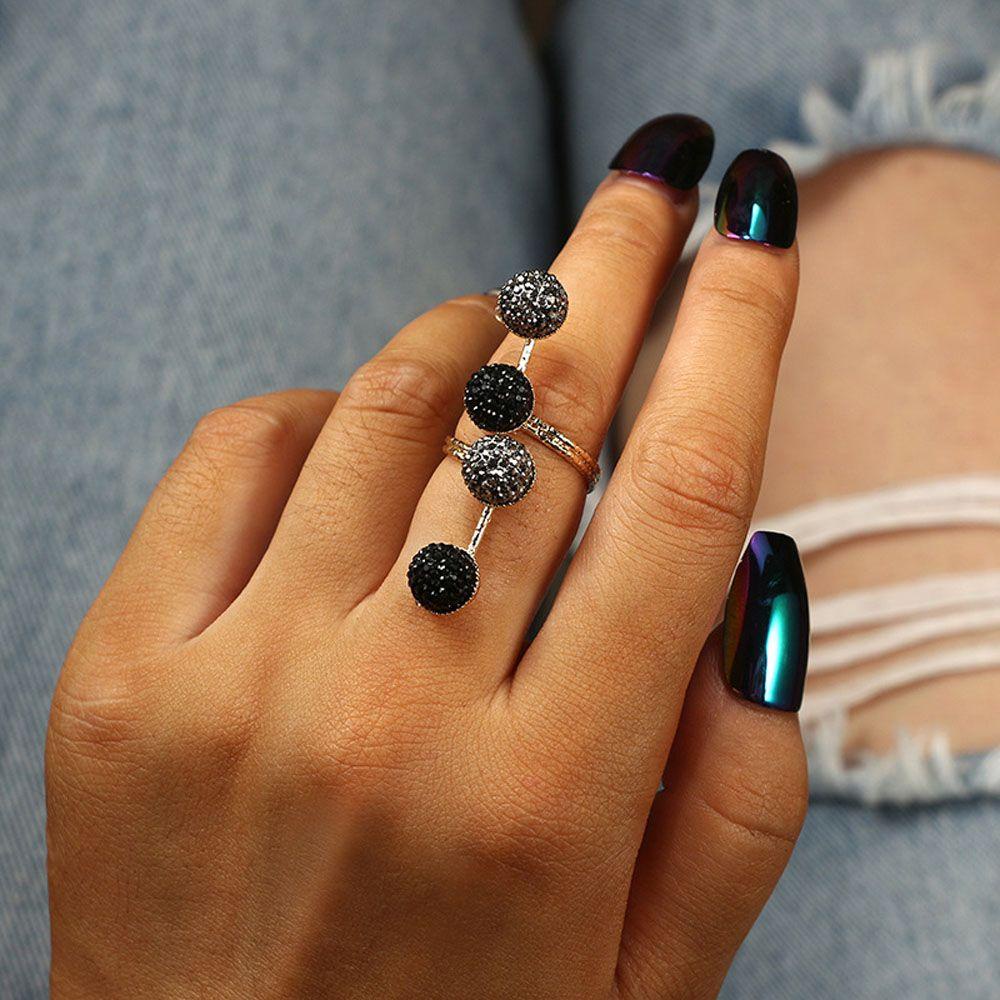 Needway Finger Ring Punk Untuk Wanita Midi Rings Opening Knuckle Finger Black Simple Jewelry