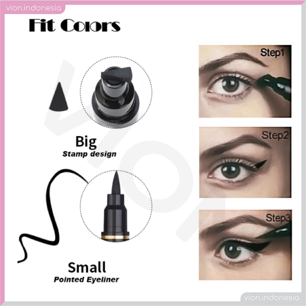 CMAADU FIT COLORS 2in1 Eyeliner Stamp Wing Eyeliner Liquid Waterproof Stamp Eyeliner 2 in 1 Eyeliner Spidol FC004