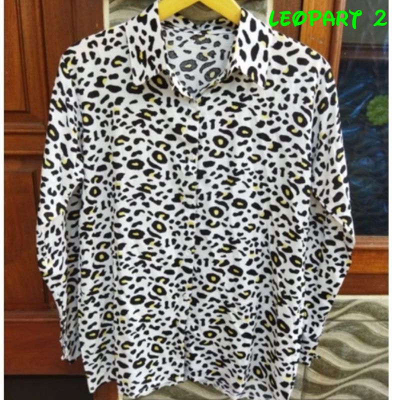 KEMEJA WANITA MOTIF LEOPART COTTON RAYON PREMIUM