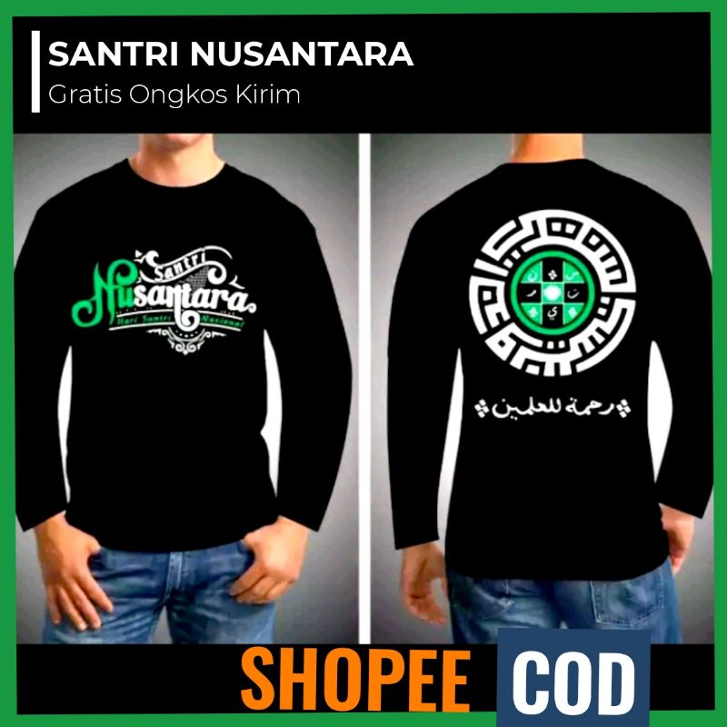 Kaos Baju Santri Nusantara Lengan Panjang Hijau,Mafia Sholawat Mafish Santri Indonesia,kaos Santri S