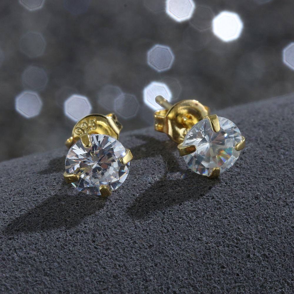 R-bunga Cabang Tiga Anting Tindik Shiny Wanita Pria Perhiasan Hadiah Berlian Bulat