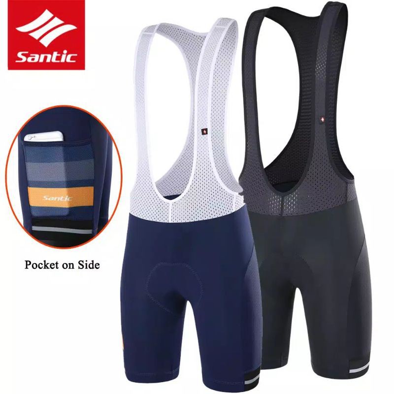 Bib Short Santic dengan saku celana sepeda roadbike, MTB