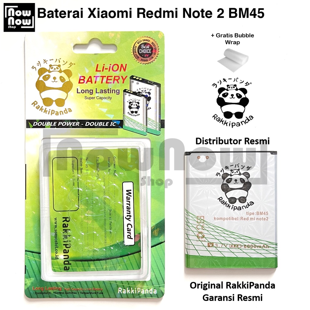 Baterai RakkiPanda Xiaomi Redmi Note 2 / Note 2 Prime BM45 Double Power Original Batre Batrai HP Gar