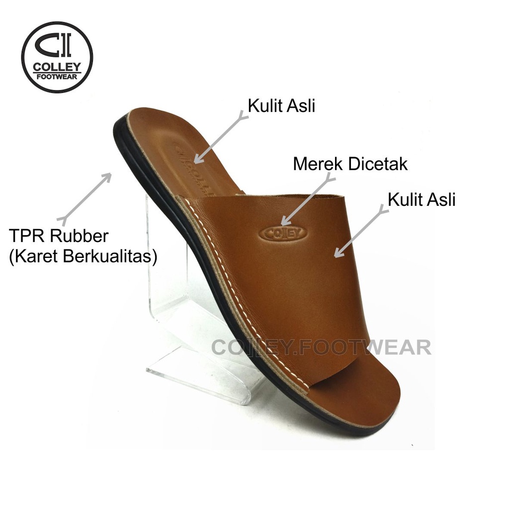 COD - SANDAL TAN FULL KULIT ASLI 100% / SANDAL KASUAL PRIA COLLEY / TAN CLY-SB1-039