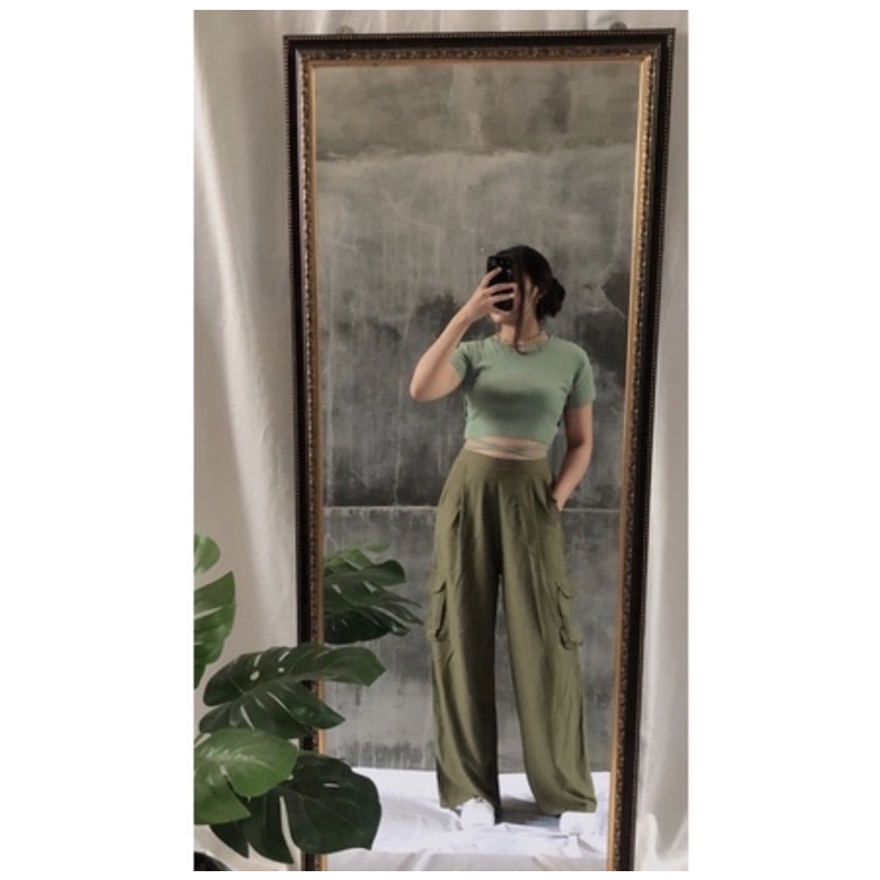 Luneta Cargo Pants // celana kantong premium rayon Highwaist