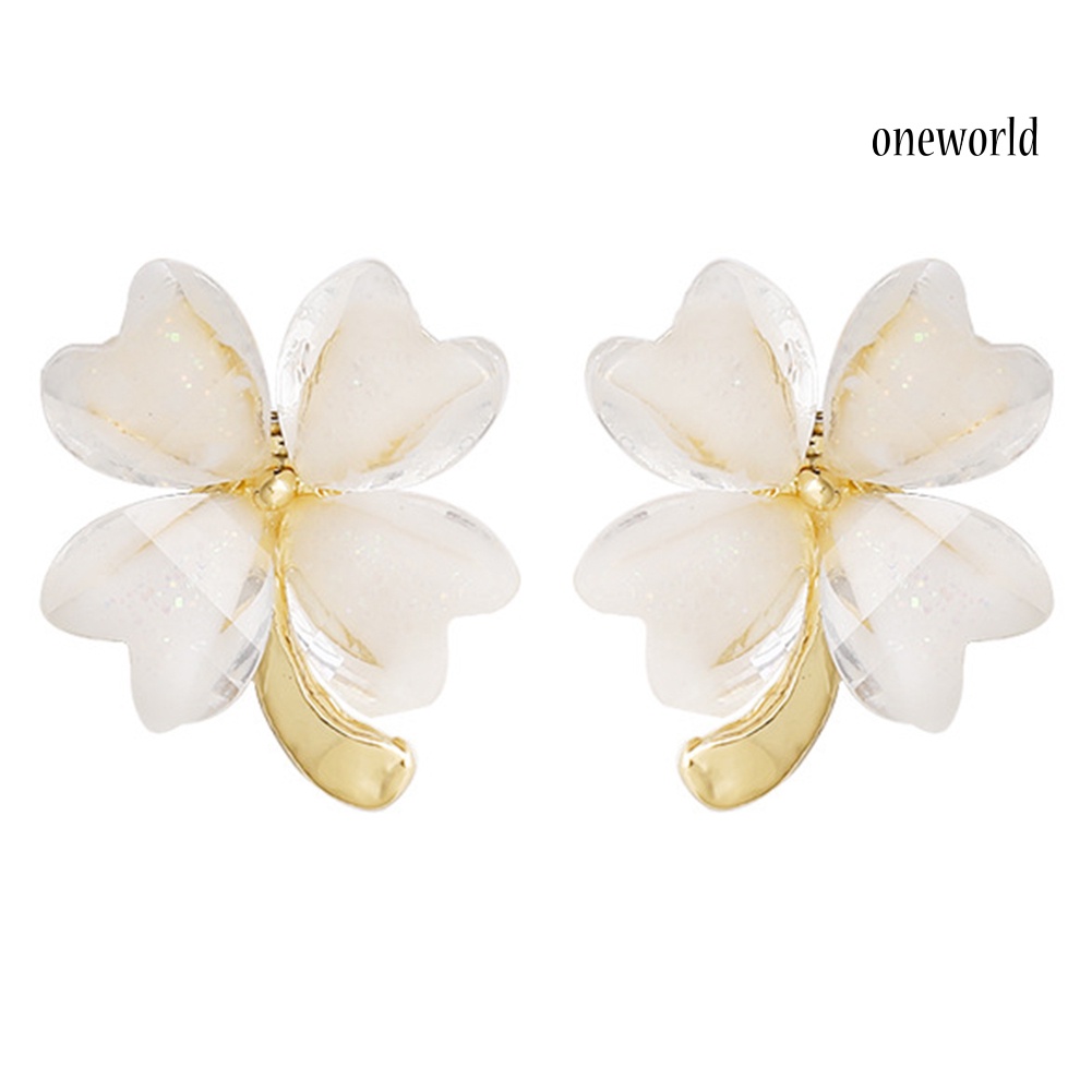 OW# Women Fresh Simple Summer Flower Shaped Alloy Earrings Ear Stud Jewelry Gift