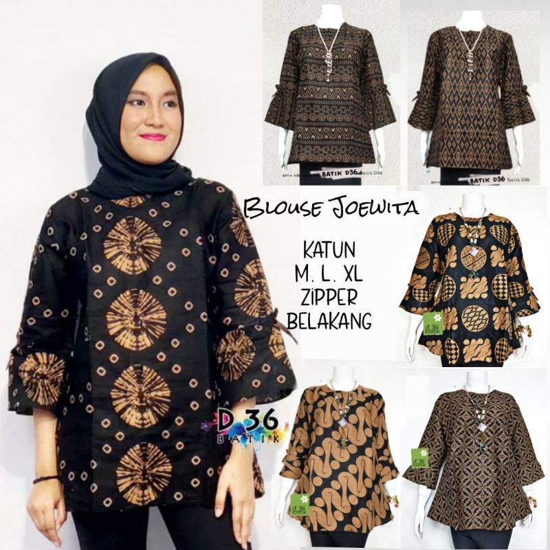 Blus Blouse Trompet Katun Joewita Lonceng Capucino Atasan Baju Batik Wanita Abg Remaja Simple Sekola