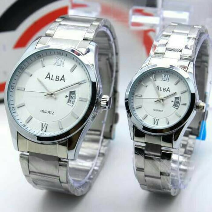 Jam Tangan Couple Alba Rantai Silver Tanggal Kipas