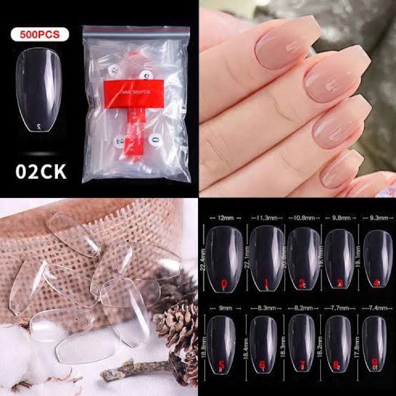 500PCS &amp; 600PCS SHORT COFFIN FAKE NAILS 02 / KUKU PALSU SHORT COFFIN PENDEK KUPAL DEKORASI KUKU