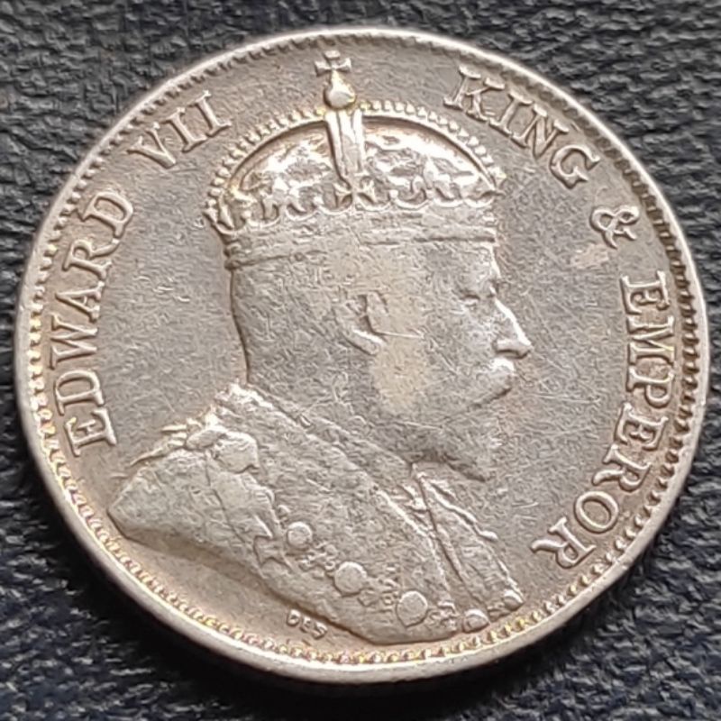 Koin Perak Kuno 10 Cents King Edward VII Tahun 1910 Silver Coin