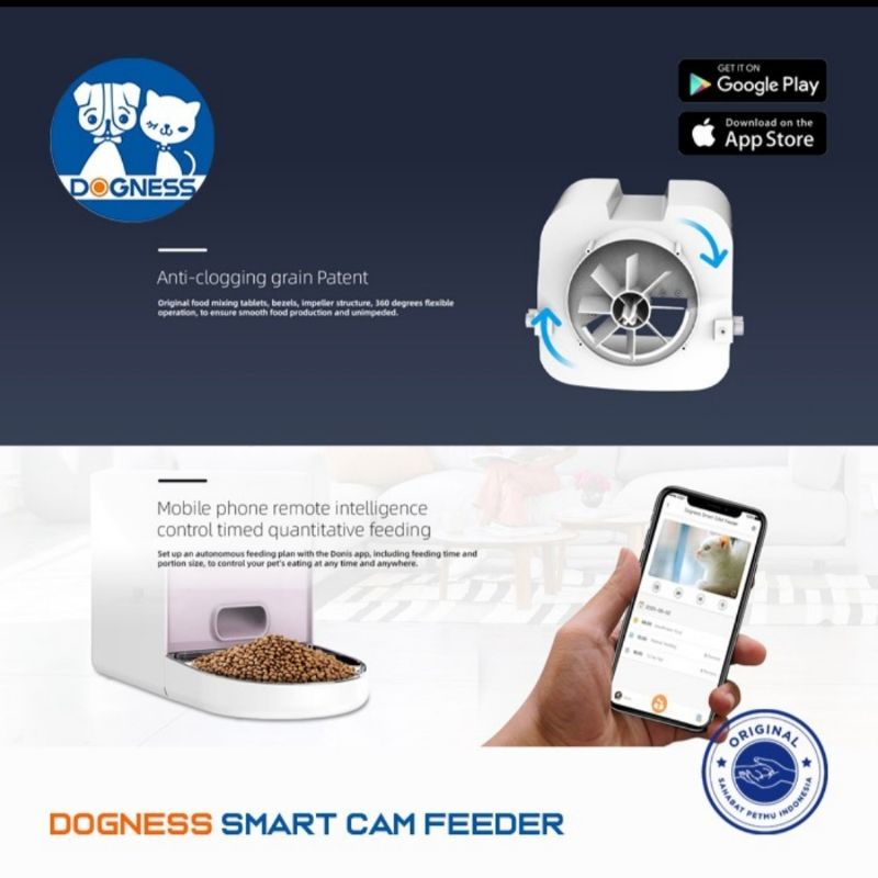 DOGNESS smart cam feeder 6lt. android IOS apps programmable. dog cat bowl tempat makan anjing kucing