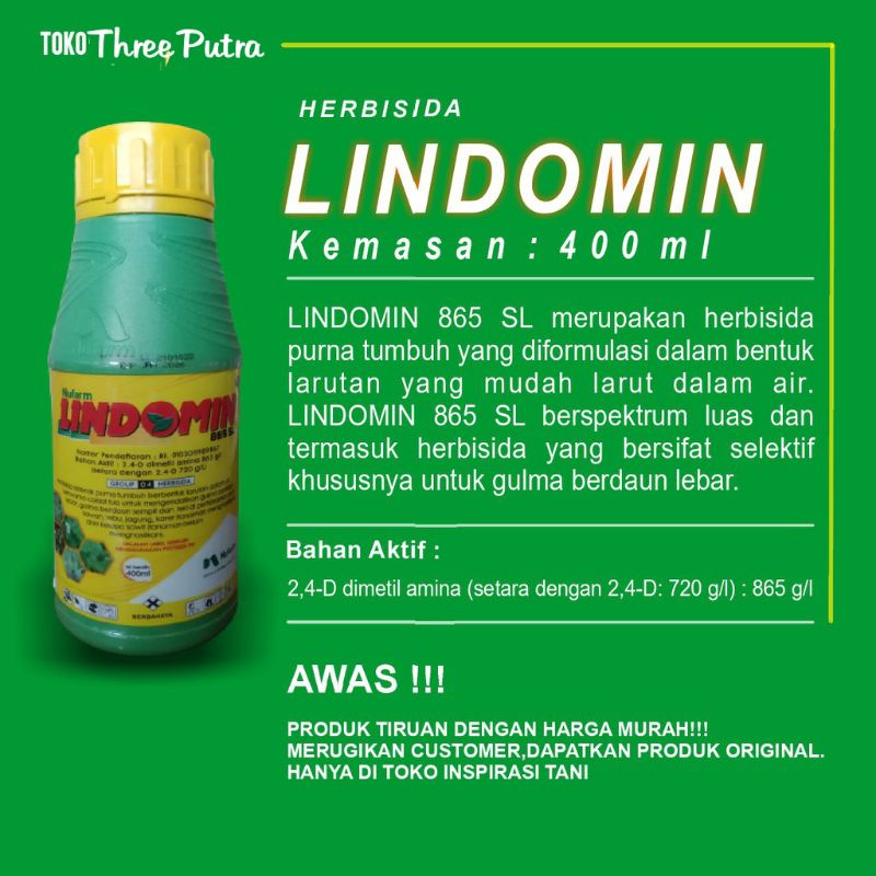 Herbisida Lindomin Selektif Pembasmi Rumput 400 ml/Obat Pengendali Gulma 400 ml/Obat Rumput Lindomin