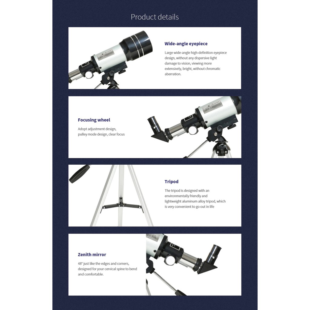 Professional Astronomical Telescope 150X Zoom Night Vision - F30070M - Teropong Astronomi Pemula