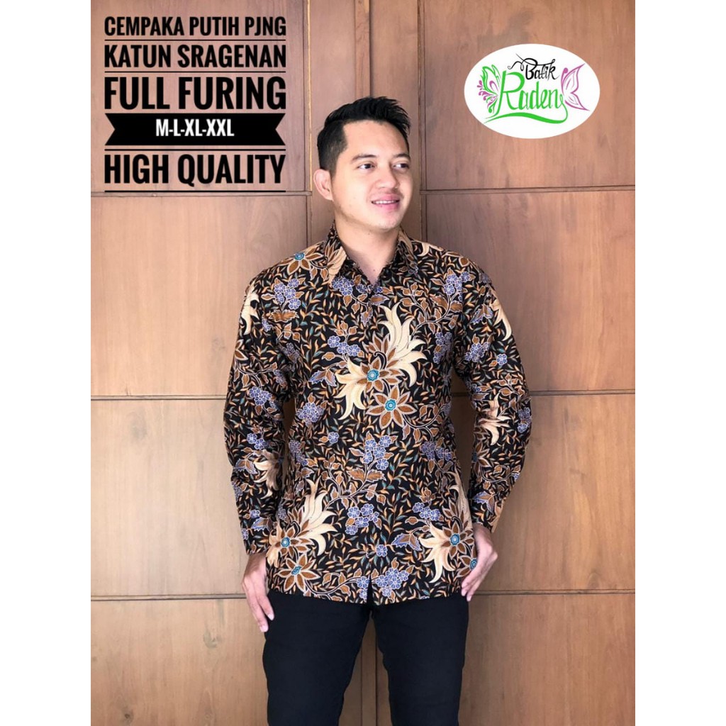 Batik Cempaka Putih Kemeja Batik Pria Lengan Panjang by Raden