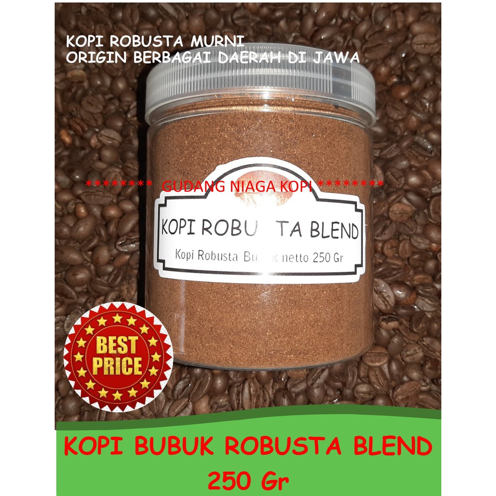 

KOPI PREMIUM MURNI 100% BUBUK SUPER MURAH Harga Spesial ROBUSTA BLEND 250 gr JAWA Java Sangrai Gelap