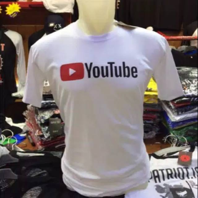 Kaos youtube warna putih / kaos custtom nama sablon digital print