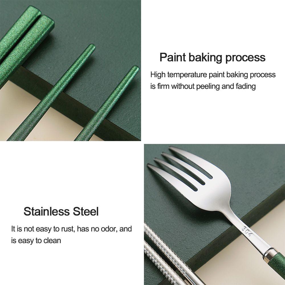 Preva 3PCS/Set Sendok Garpu Sumpit Set Aksesoris Dapur Reusable Alat Makan Camping Cutlery Set