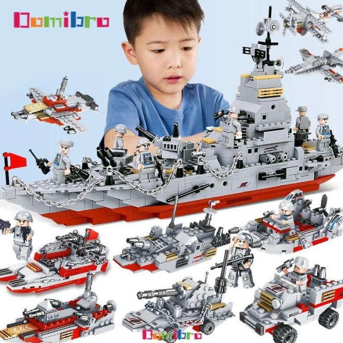 1000Pcs Mainan Brick LEGO Kapal Induk Blok Pesawat Warship Mainan Anak