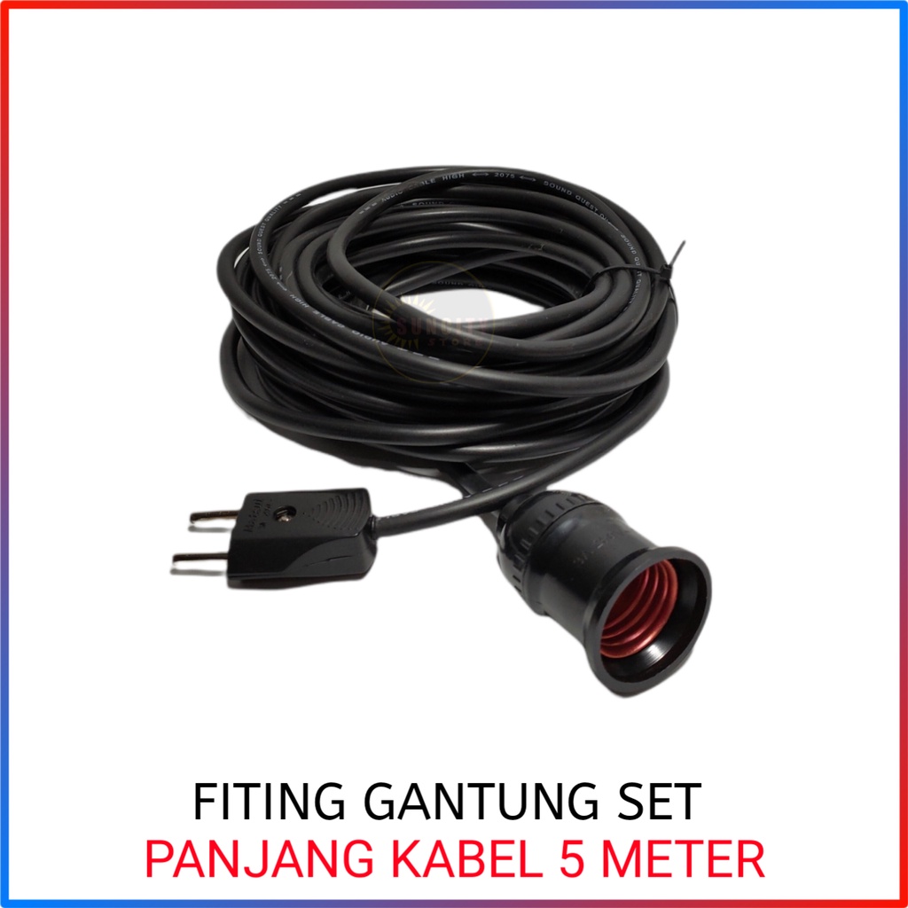 Fiting Lampu Gantung Set + Kabel 5 Meter - Hitam &amp; Putih