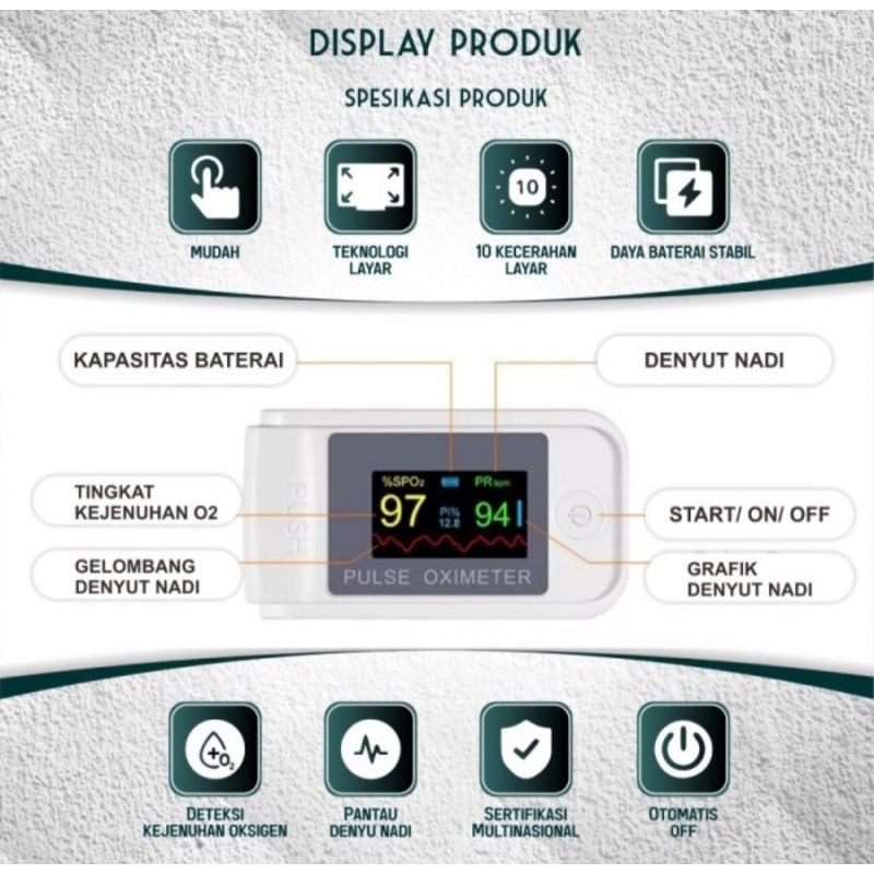 Oximeter Fingertip Pulse LK89 Pulse Fingertip Cek Kadar Oksigen Detak Jantung LK89