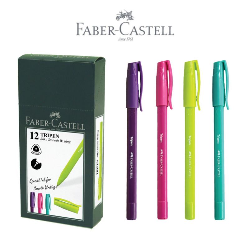 

[1 BOX / 12 PCS] FABER CASTELL Ballpen Pulpen Tripen 0.7mm Mix Barrel