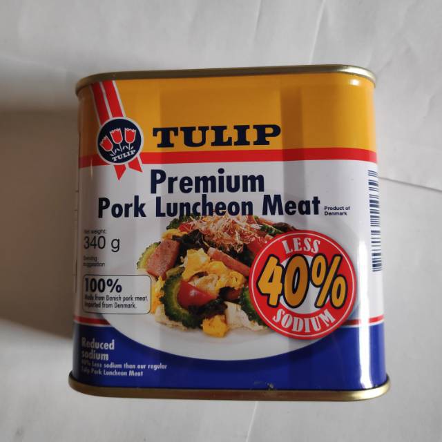 

Tulip Premium Pork Luncheon Meat/Daging Babi Premium, less 40% Sodium 340g