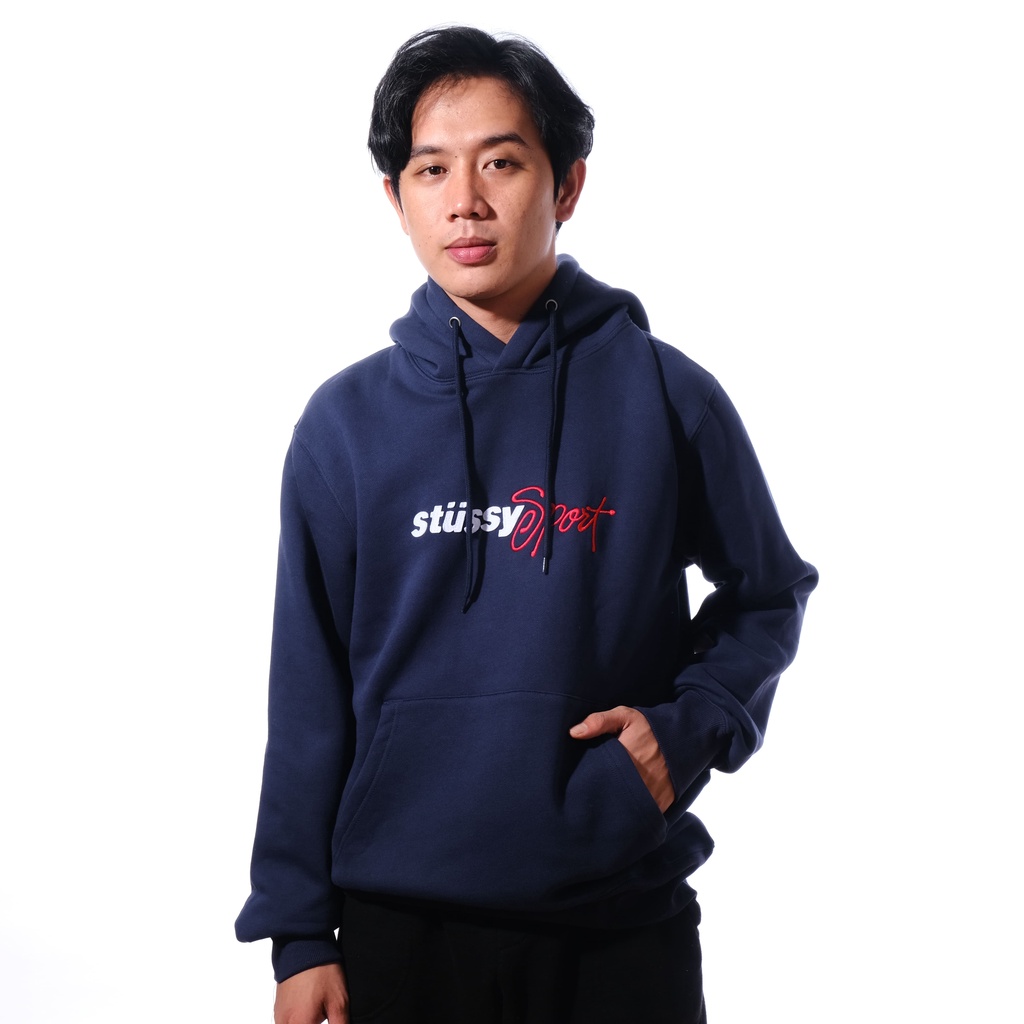 Stussy Sport Embroidered Hoodie Navy