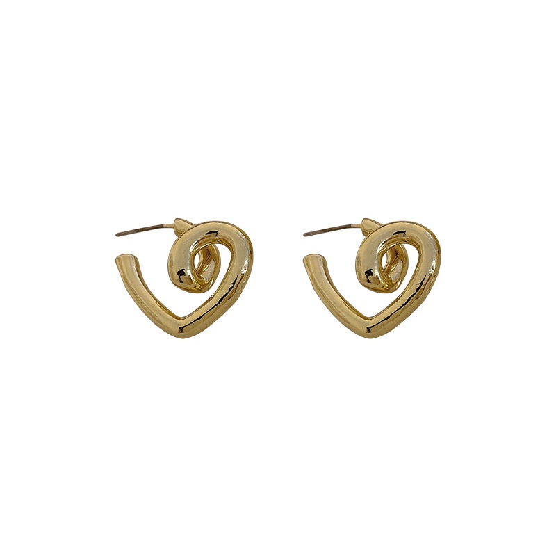 Anting Bentuk Hati Bahan Metal Gaya Retro Hip-Hop