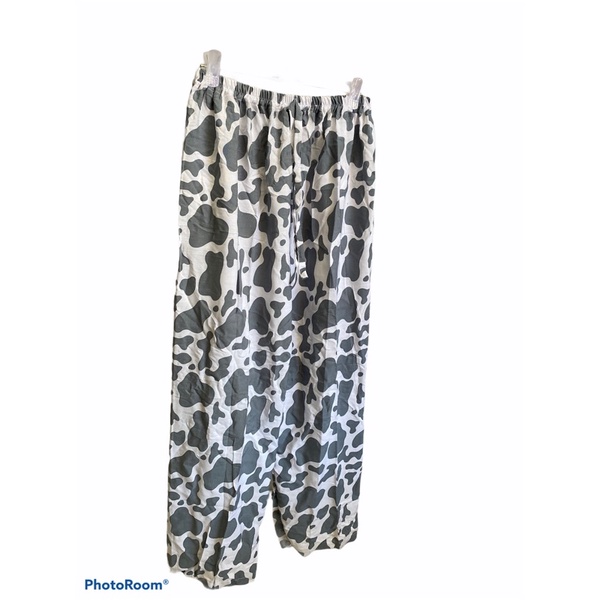 CELANA KULOT PANJANG WANITA TALI POLOS & MOTIF A031-Abu-abu sapi