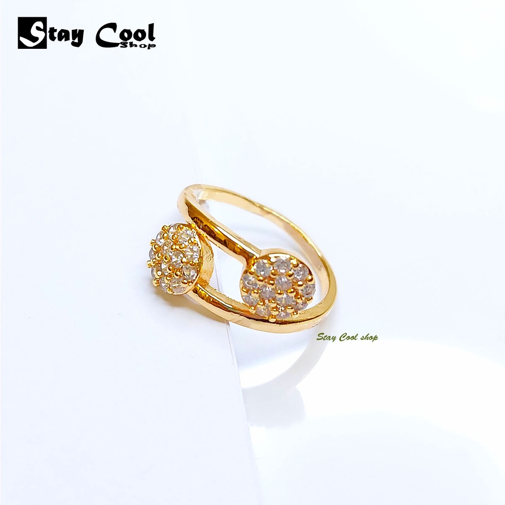 Cincin Permata Xuping Emas Asli Gold Model Terbaru 2021 Wanita Korea Import - Warna Emas