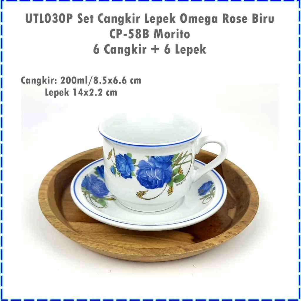 UTL030P Set Cangkir Lepek Omega Rose Biru CP-58B Morito