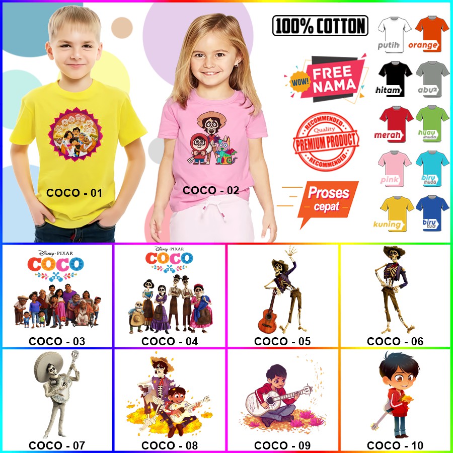 Baju Kaos ANAK DAN DEWASA COCO COUPLE (FREE NAMA)