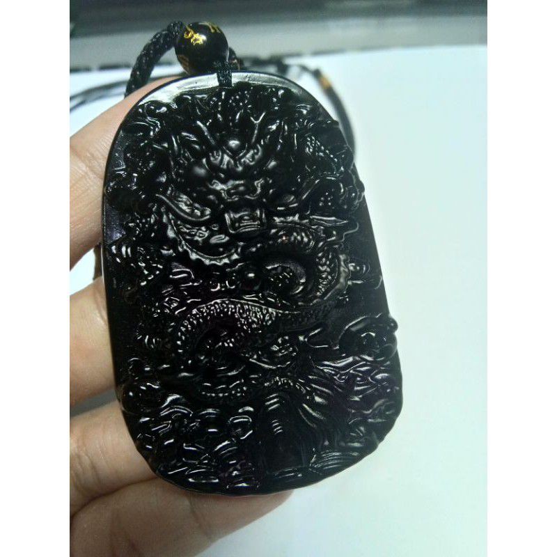 KALUNG LIONTIN GIOK UKIR NAGA BLACK