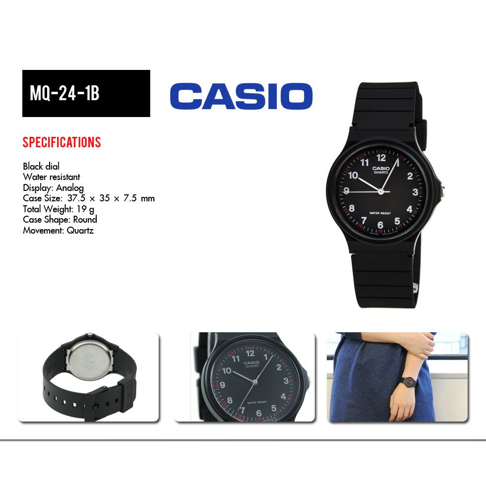 Casio Original MQ-24 / MQ24 / MQ-24-1E 1B 7B 7E Jam Tangan Unisex Analog Karet (Tanpa Kotak Mika)