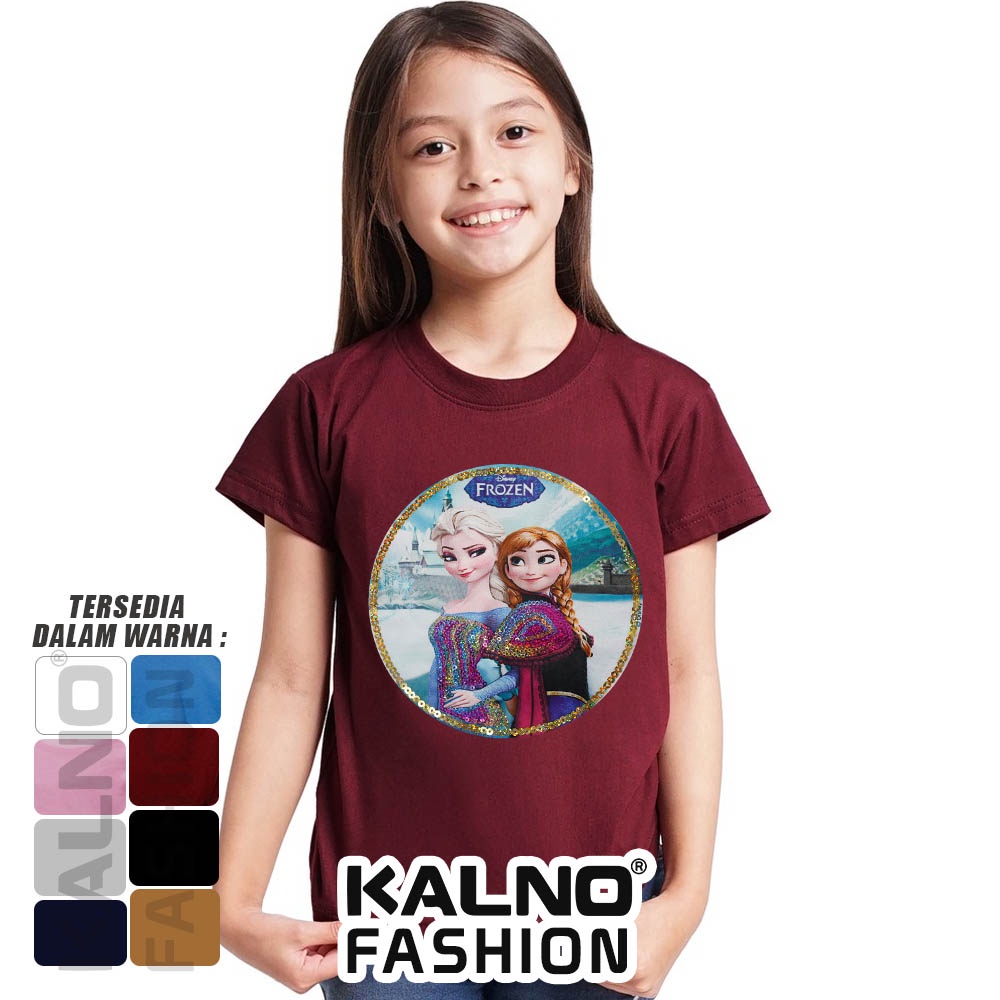 Kaos tempel bergambar karakter kartun frojen dengan model LED dan non LED.