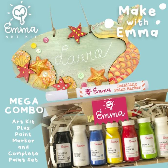 

Make With Emma: Seafoam Mermaid Wooden Plaque Art Kit + Detailing Set ---READY---