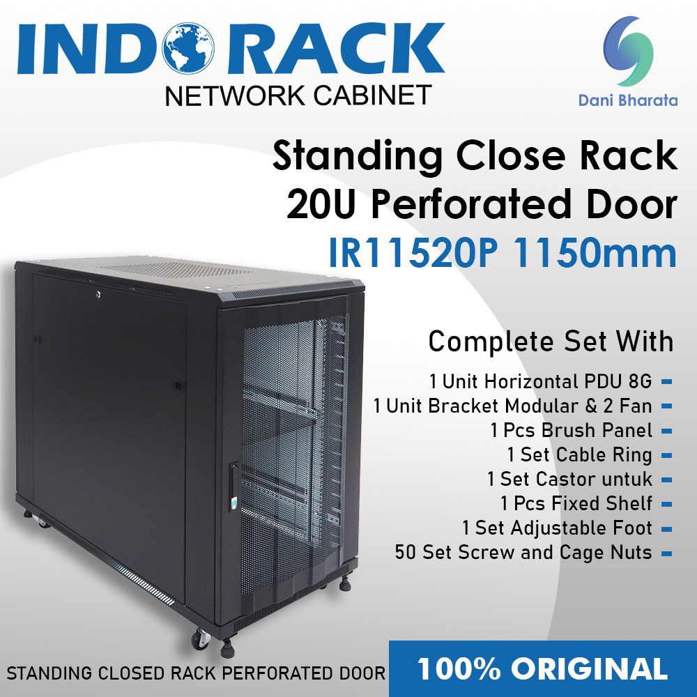 INDORACK Standing Close Rack 20U Perforated Door IR11520P Depth 1150mm